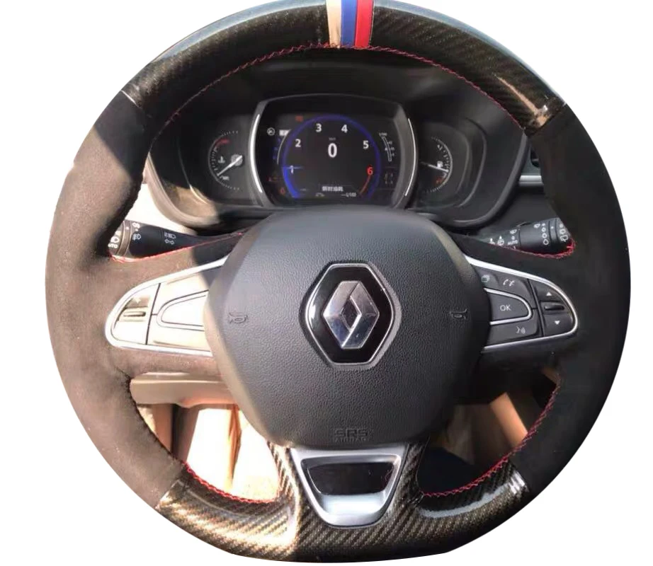 For Renault Koleos kadjar Espace Captur Fluence Renault Latitude DIY custom suede leather steering wheel cover auto parts