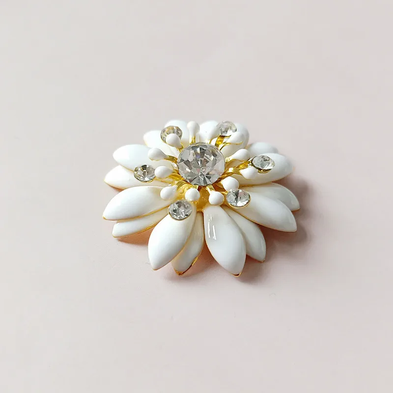 5 Pcs/lot Alloy Drop Oil Sunflower Metal Buttons Diy Hair Accessories Sun Flower Bridal Headwear Material Decorative Buttons