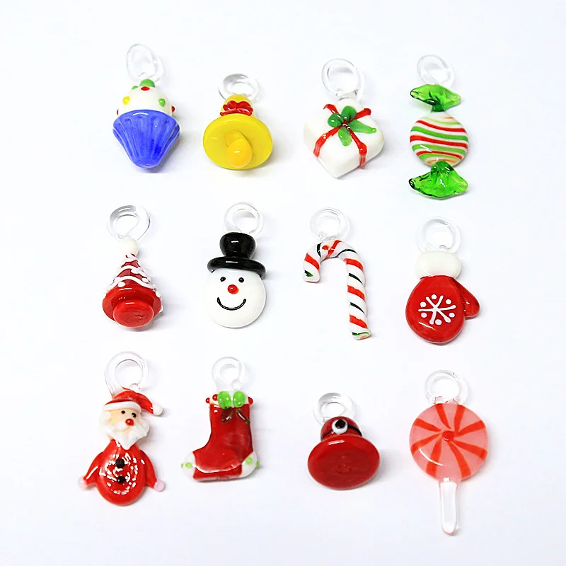 Glass Christmas Tree Ornaments And 12 Pink Mini Cute Pendants Home Table Top Festival Xmas Decoration Gifts For Friends Children