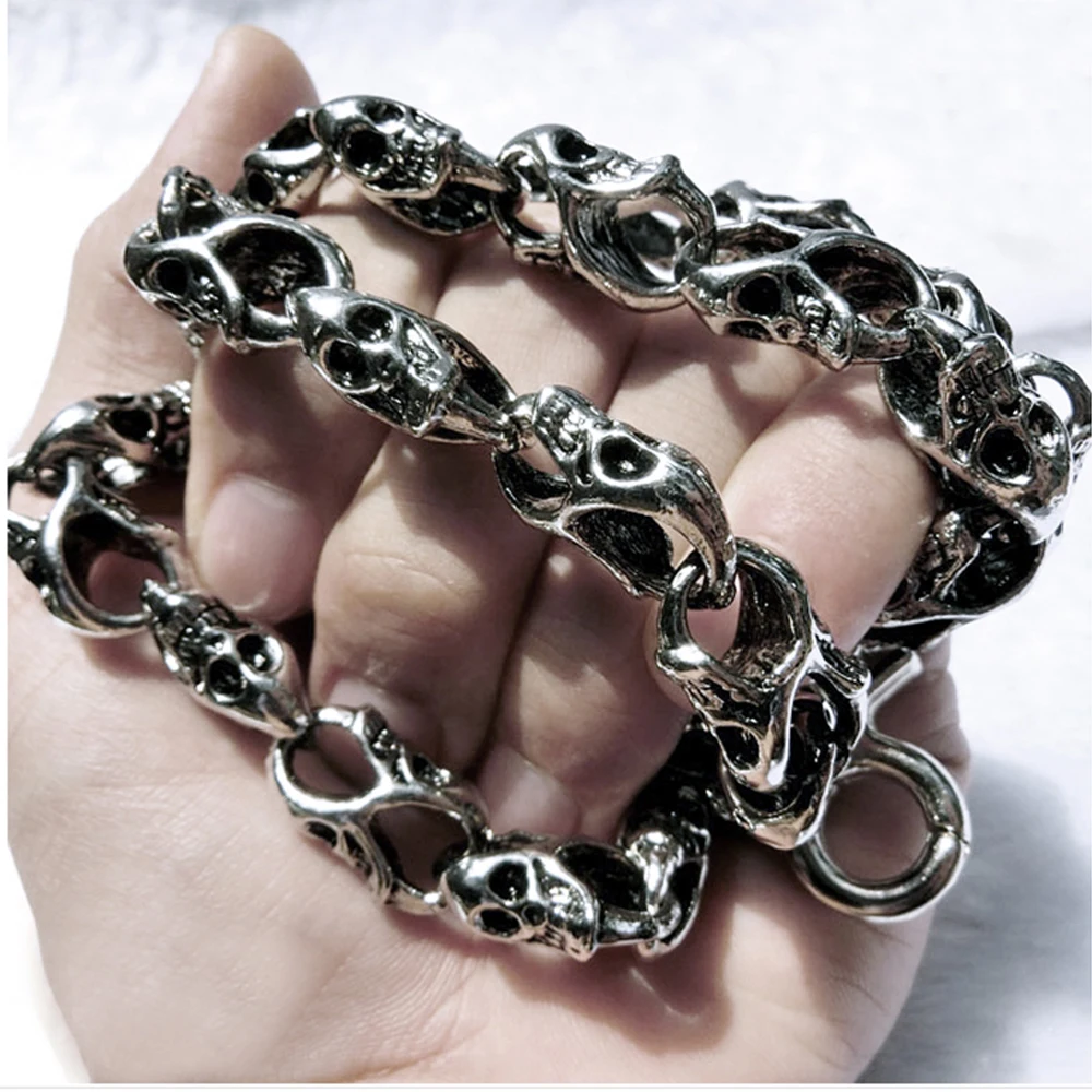 Heavy Wallet Punk Skull Chain Self Defense Bracelet Necklace Biker Hip Hop Rock Strong Key Jeans Trouser Chain Wallet Chain