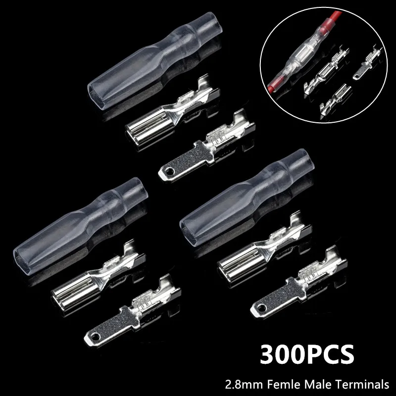 300/150PCS 2.8mm Insulated Crimp Terminals Seal Electrical Wire Connectors Spade Terminal Connector Kit