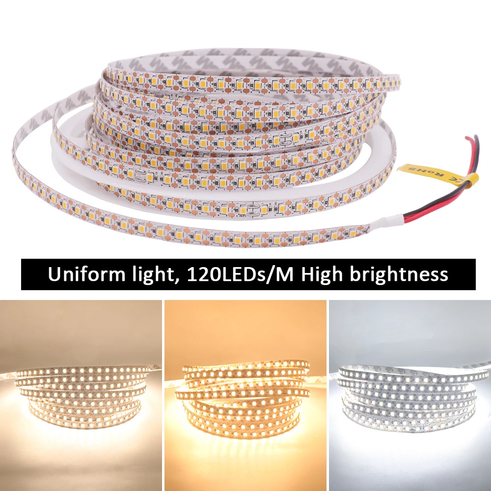 2835 LED 스트립 조명, 1LED 컷 다이오드 테이프 조명, 슈퍼 브라이트, 방수 불가, 따뜻한 화이트, Natraul 홈 데코, 24V, 10m, 120LED/m