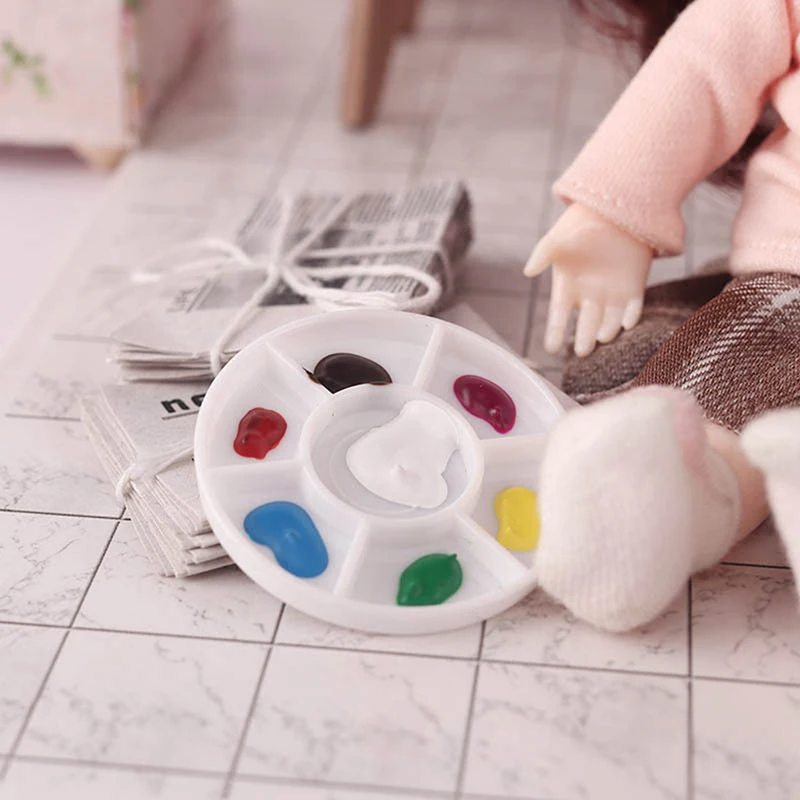 1:12 Doll House Miniature Art Palette Mini Model Paint Box Diy Accessories for Dollhouse Decoration Toys