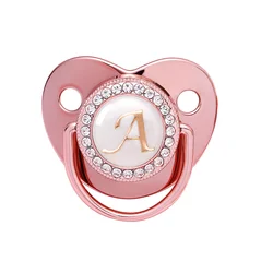 Name Initial Letters Pacifier Newborn Baby Girls Boys Bling Rose Gold Silicone Pacifiers BPA Free Toddler Infant Dummy Nipple