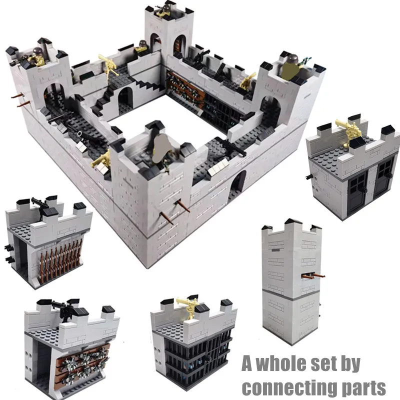 MOC Military WW2 Building Blocks Technical Walls Bricks Guns Weapons Construction Toys for Boys Birthday Gift over 3 6 Years Old