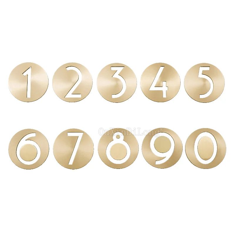 1PCS Brass Round House Number Hotel Home Door Number Outdoor Address Plaque Number Brass for House Address Sign #0-9 GF129