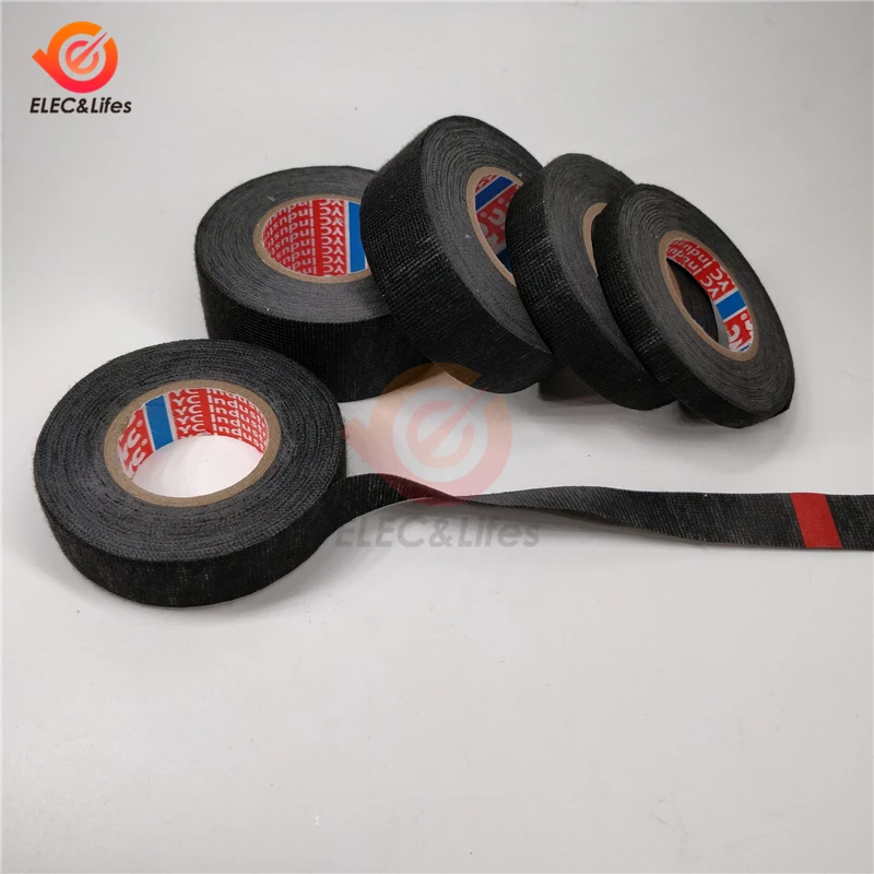 New Heat-resistant Adhesive Cloth Fabric Tape For Car Auto Cable Harness Wiring Loom Protection Width 9/15/19/25/32MM Length 15M