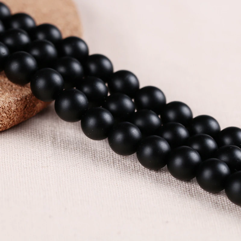 High Quality Charm Matte Black 4mm 6mm 8mm 10mm Natural Stone Bead For DIY bracelet necklace women&men Jewelry Loose Spacer Bead