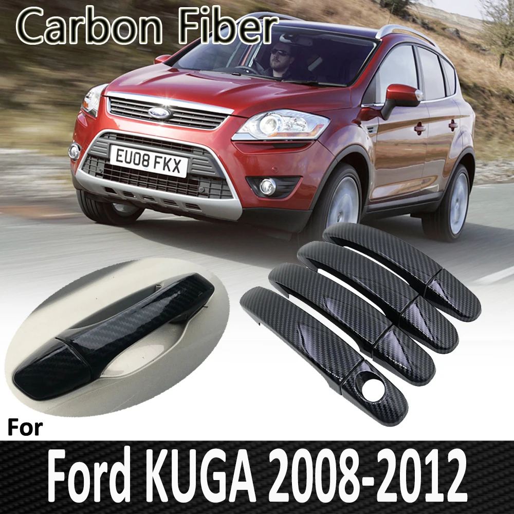 

Черное углеродное волокно для Ford KUGA MK1 2008 ~ 2012 2009 2010 2011, крышка дверной ручки, украшения, автомобильные аксессуары