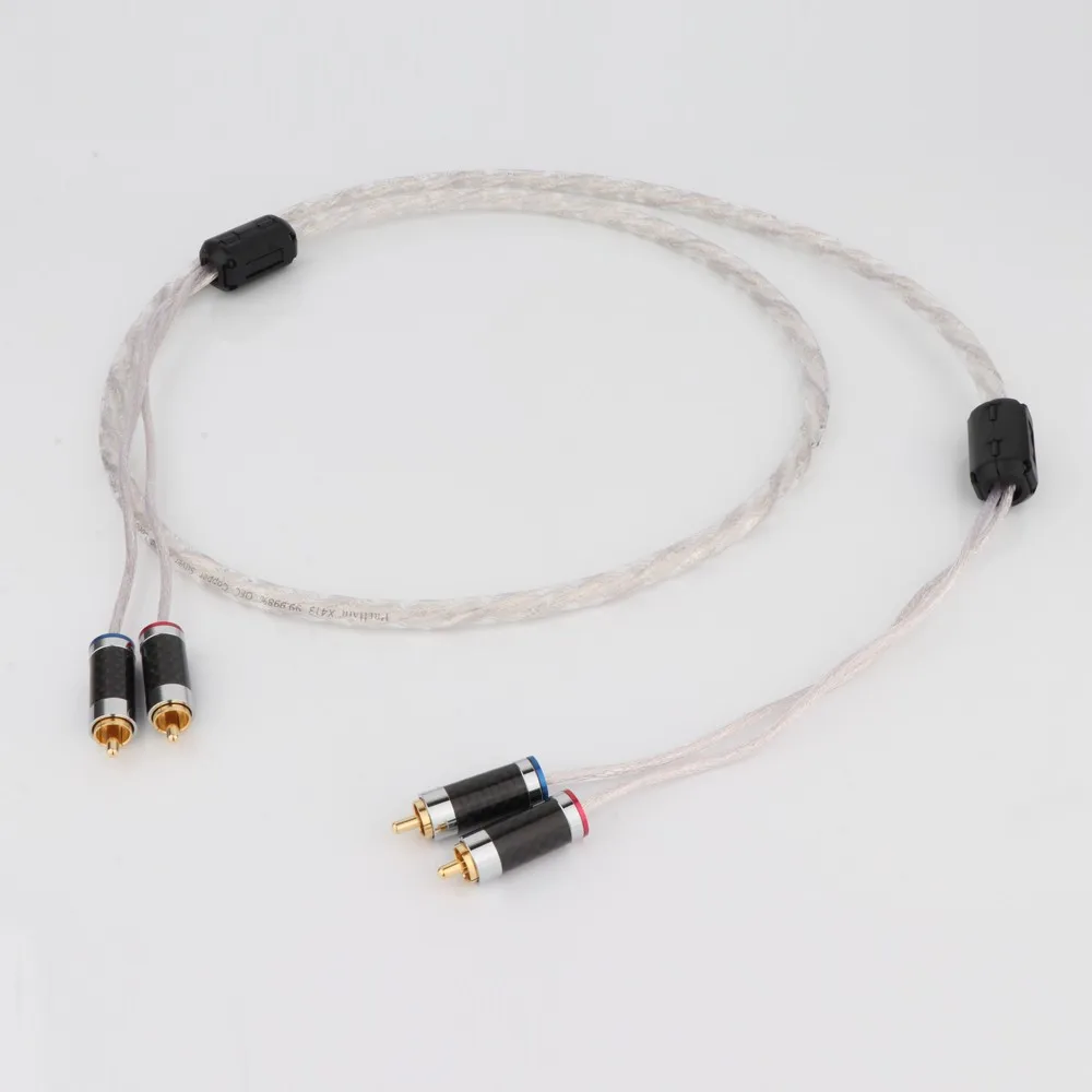 Preffair OCC plateado 2 RCA Cable RCA macho a macho 2 RCA Cable interconexión Cable de Audio HiFi