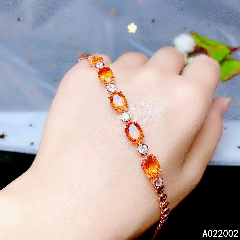 

KJJEAXCMY Fine Jewelry 925 Sterling Silver inlaid Citrine women gemstone hand bracelet popular Gift Birthday Party Wedding Engag