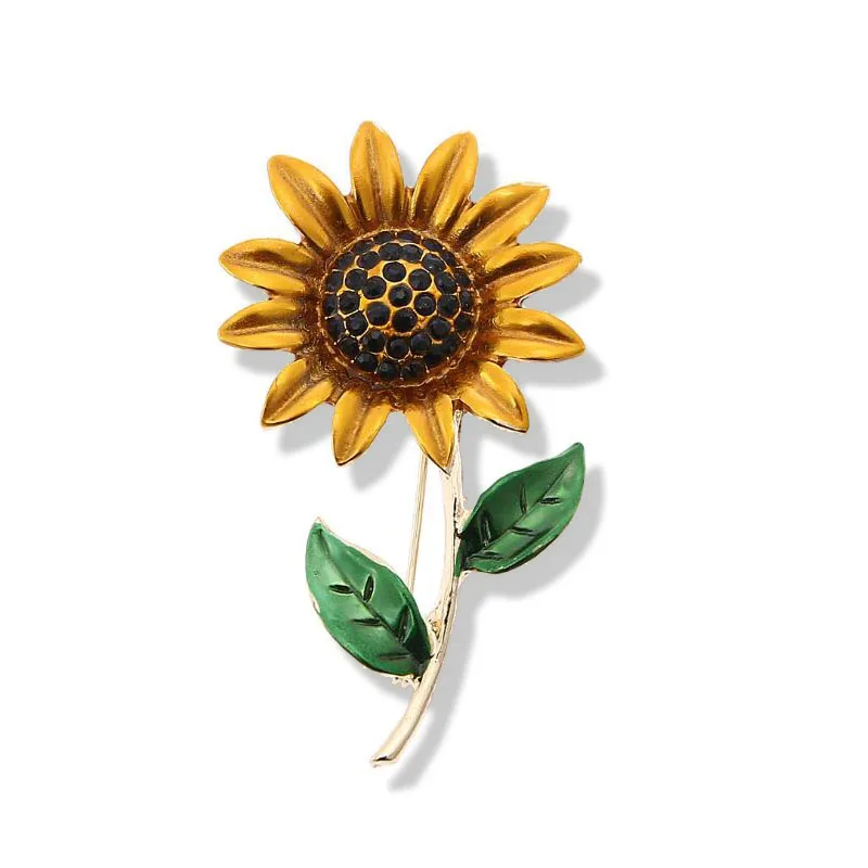 Morkopela – broche tournesol en émail pour femme, bijoux, accessoires, broches, fleur en strass, cadeau