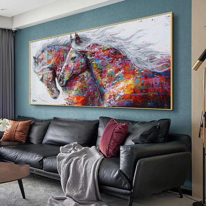 

Modern Artwork Abstract Running Horses Canvas Paintings on The Wall Art Decorative Pictures HD Print for Home Living Room Cuadro