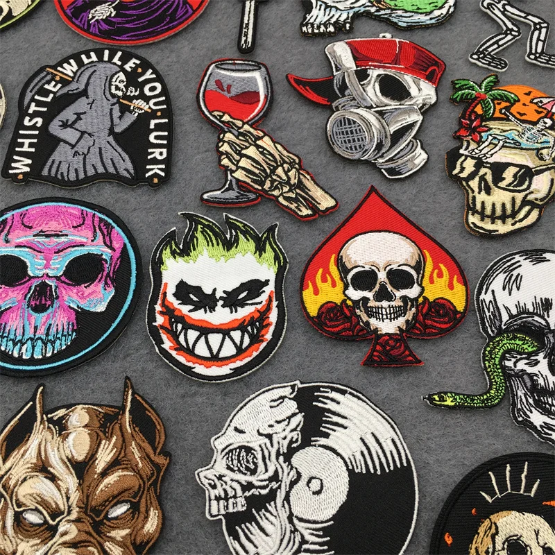 Punk Patches for Clothing Thermoadhesive Patches on Clothes Stickers Iron on Patch Embroidered Stripes Diy Appliques