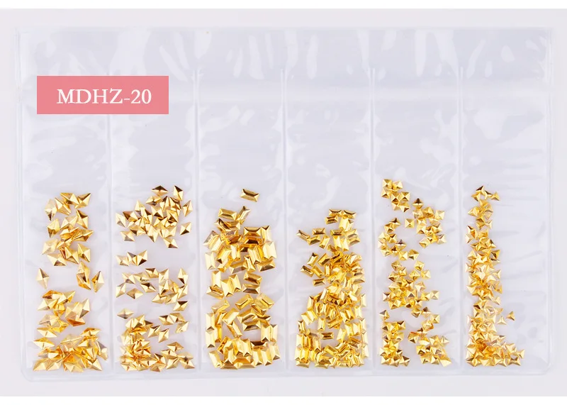Yıldız ay içi boş altın ve gümüş tırnak sanat Metal kabuk 3D tırnak dekorasyon çivileri Rhinestones tırnak sanat tasarım takılar taş 1 çanta