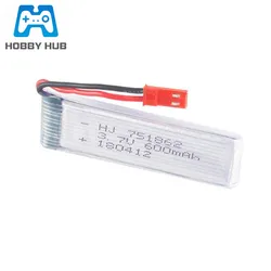 3.7V 600mAh Lipo Battery For S032G WLtoys V959 V929 Udi U818A RC helicopter drone spare parts Li-po battery 751862 jst plug 1pcs