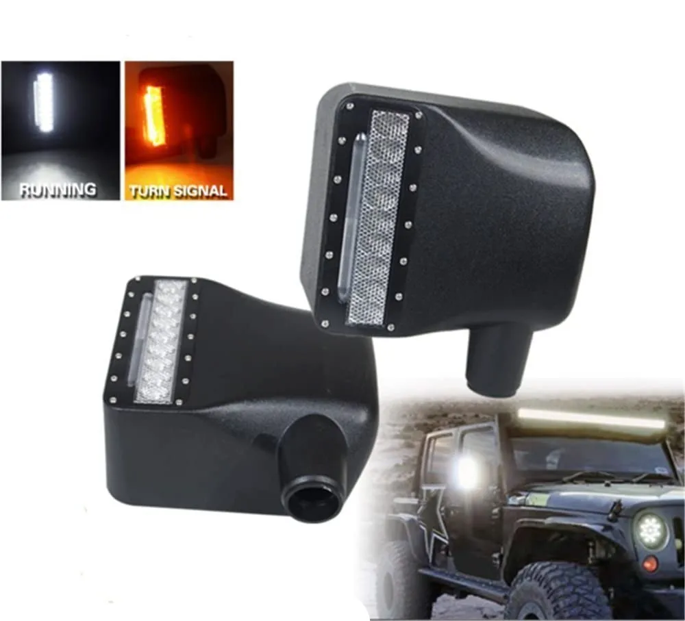 

2Pcs LED Sidelight Rearview Car White Side Mirror Lights W/Yellow Turn Signal Light For J E E P Wrangler JK JKU 2007-2018