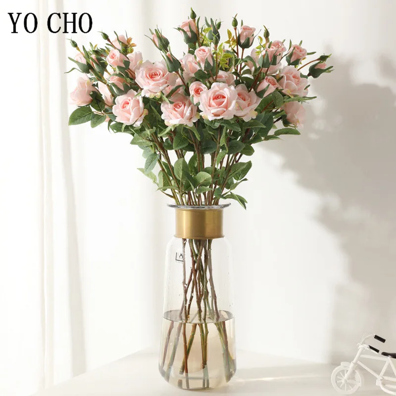 5-Kopf-/Bündel, künstliche Blumen, Seidenrose, langer Zweig, Blumenstrauß für Hochzeit, Heimdekoration, künstliche Pflanzen, DIY-Kranz-Zubehör – Detail 10