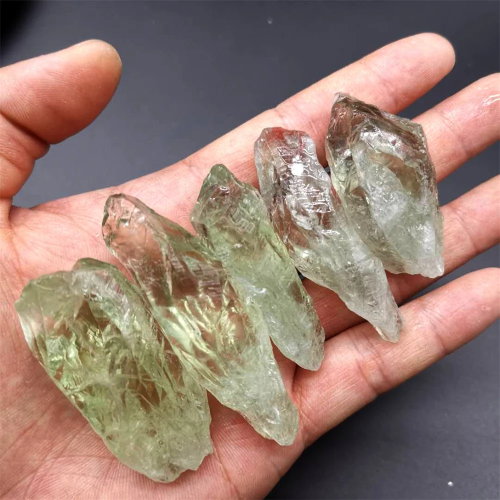 Natural Green Crystal Clear Quartz Crystal Wand Point Gemstone Aroma Diffused Stone Mineral Specimen Reiki Healing Home Decor