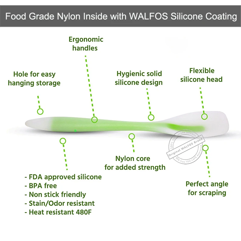 WALFOS Food Grade Silicone Cooking Tools Accessories Heat-Resistant Kitchen Utensil Set Non-Stick Spatula Turner Ladle Spoon