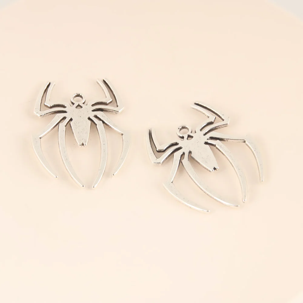 10pcs Silver Color Halloween Charms Spider Animal Pendant Craft Supplies Pendants For DIY Craft Making Accessorie