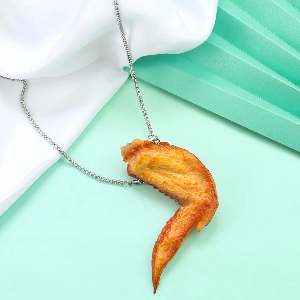 

Simulation Food Chicken Wings Necklace Orleans Chicken Wings Drumsticks Pendant Men Women Creative Jewelry Children Fun Gift