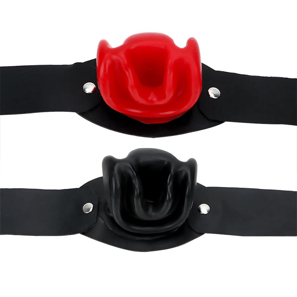 BDSM Latex Mouth Plug Sex Slave Fetish Bondage  Dilatation Ball Erotic Oral Sex Toys Open Mouth Gag Black/Red Sex Toys