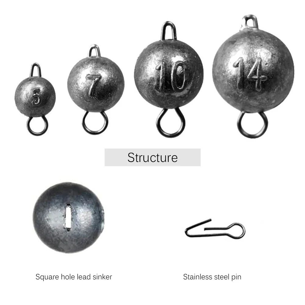 THKFISH 66pcs Fishing Sinkers Kits  5g 7g 10g 14g 20g 46pcs Round Pendant Lead Sinker For Lure Fishing Weight Dropshot Set