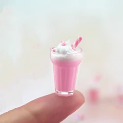 1Pcs 1/12 Dollhouse Miniature Accessories Mini Resin Strawberry Milkshake Cup Simulation Food Model Doll House Decoration ob11
