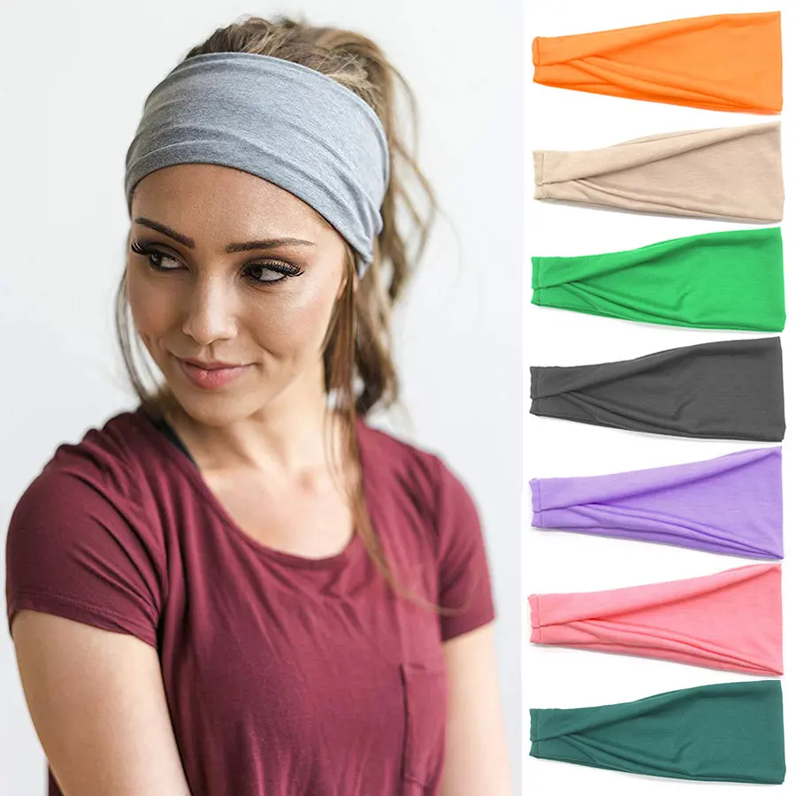 Women Cotton Head Band Fashion Hair Bands for Woman Solid Turban Twist Knitted Hairband Twisted Knotted Headwrap Accessories