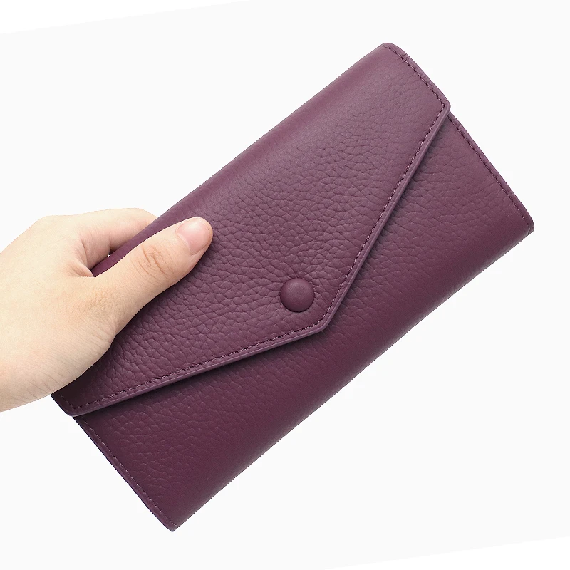 SC Fashion Leather Women Long Wallets New Design Functional Card Holder Clutches Zipper Phone Coin Pocket Cowhide Female Purse
