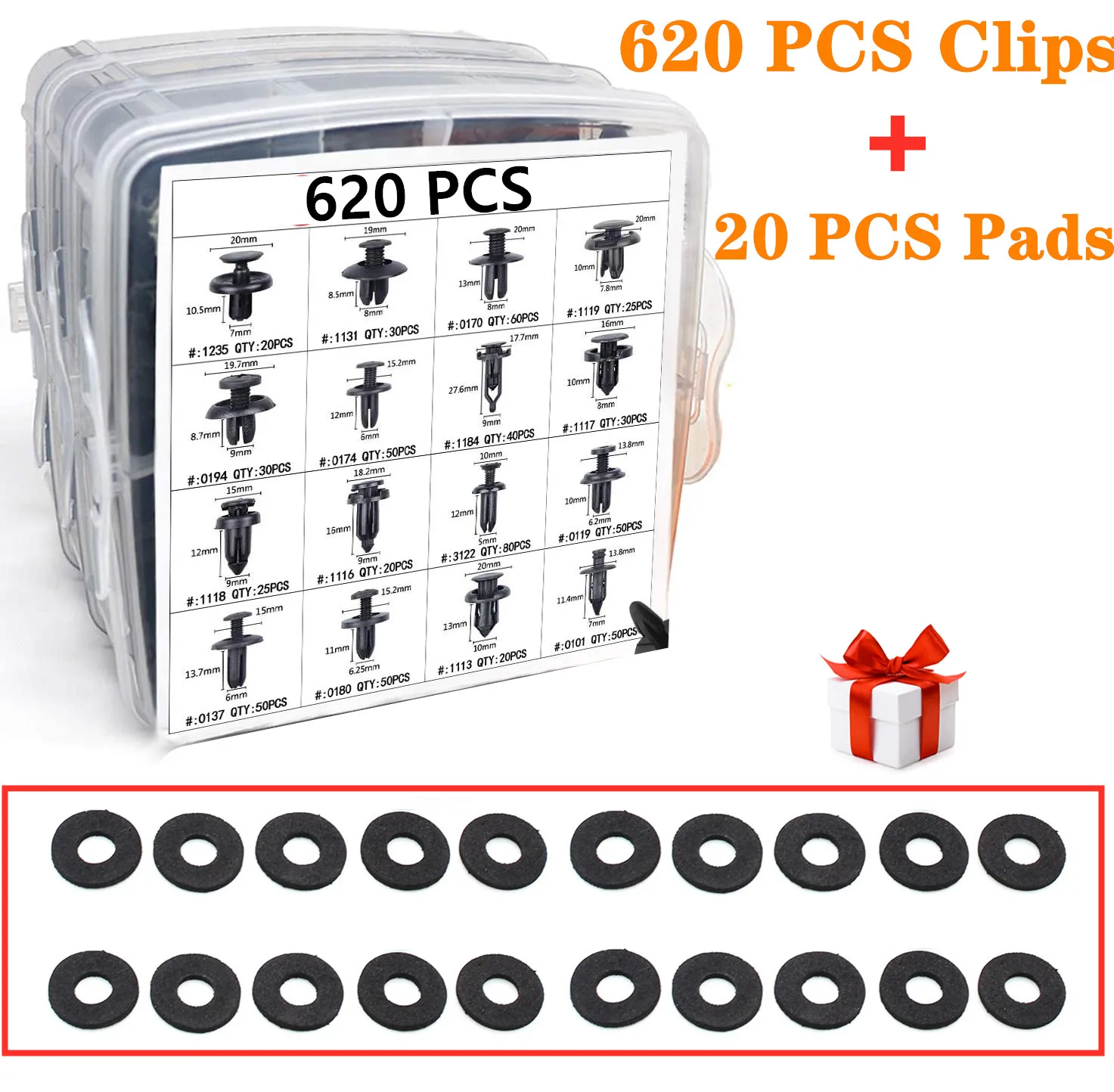 

620Pcs Car Retainer Clips & Plastic Fasteners Kit Fender Rivet Clips 16 Most Popular Sizes Auto Push Pin Rivets Set