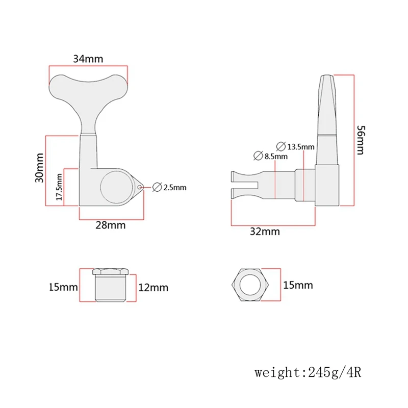4R Electric Bass Guitar Tuners Machine Heads Bass Guitar Tuning Pegs Tuning Keys Buttons Chrome Guitar Parts