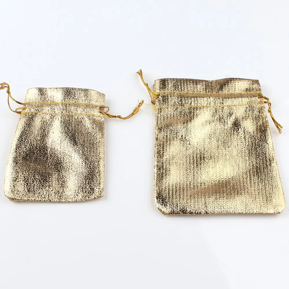 50 sztuk/partia pakowanie biżuterii złota folia tkanina sznurek opakowanie na prezenty świąteczne torby na prezenty 7x9cm 9x12cm torby na prezenty ślubne woreczki — zdjęcie 5