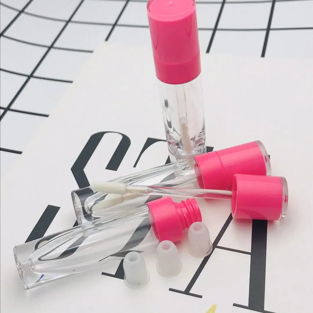 Großhandel 5ml Leere Lipgloss-Tuben mit Baby-Pink-Kappe AS Lipglaze-Behälter Verpackungsflasche Lippenstift Make-up – Detail 6