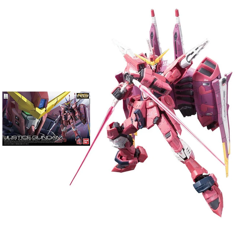 Bandai Gundam ชุดรูป RG 09 1/144 ZGMF-X Justice ของแท้ Gunpla หุ่นยนต์ชุดของเล่นรูปของเล่นเด็ก