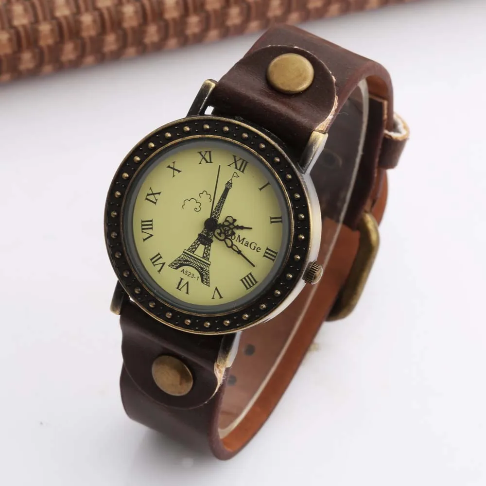 

Womens Watches Fashion Vintage Women Watches Leather Band Quartz Watches Paris Eiffel Tower Watch montre femme reloj mujer