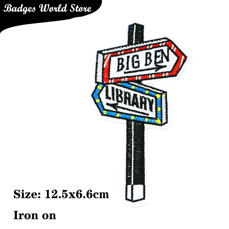 Cartoon Decorative Clock Tower Dinosaur Roller Skates Icon Embroidered Applique Patches For DIY Iron on Badges on the Backpack