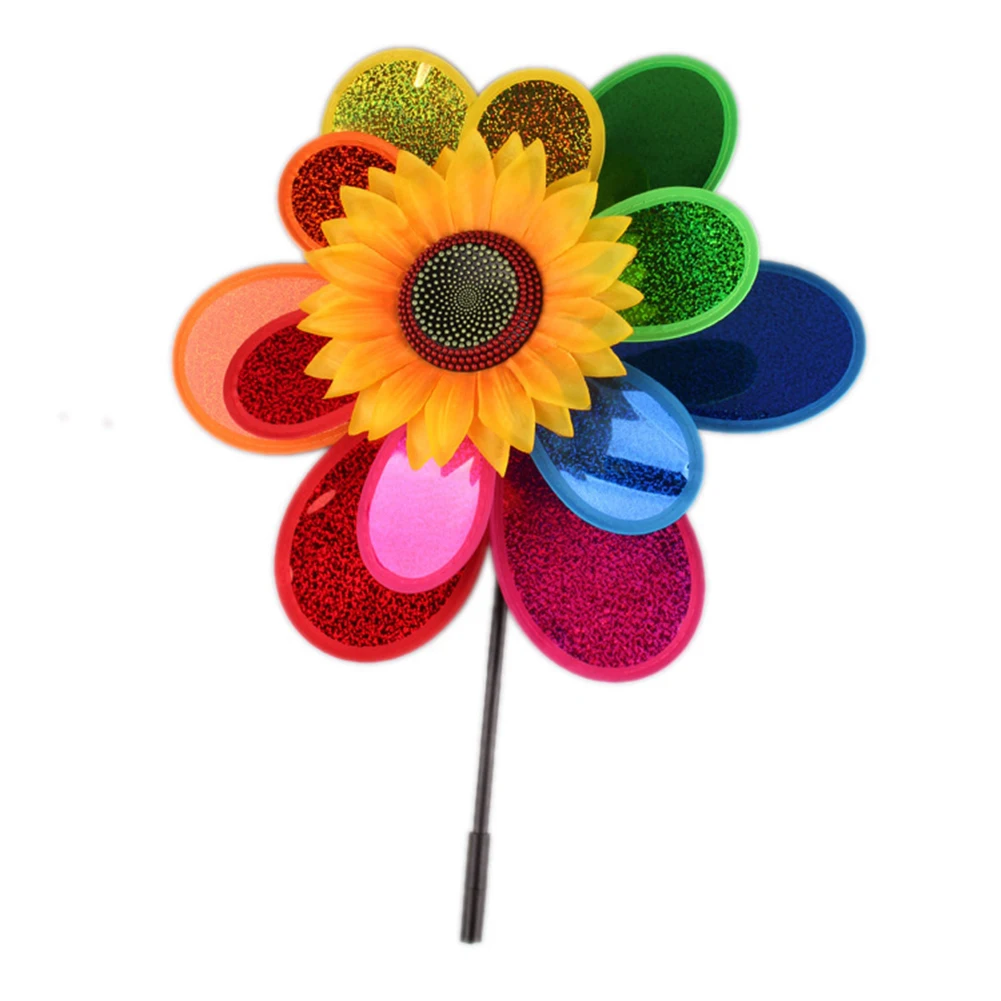 Molino de viento de girasol colorido para niños, Spinner de viento giratorio, juguetes para niños, decoración de patio, jardín, hogar, decoración de patio