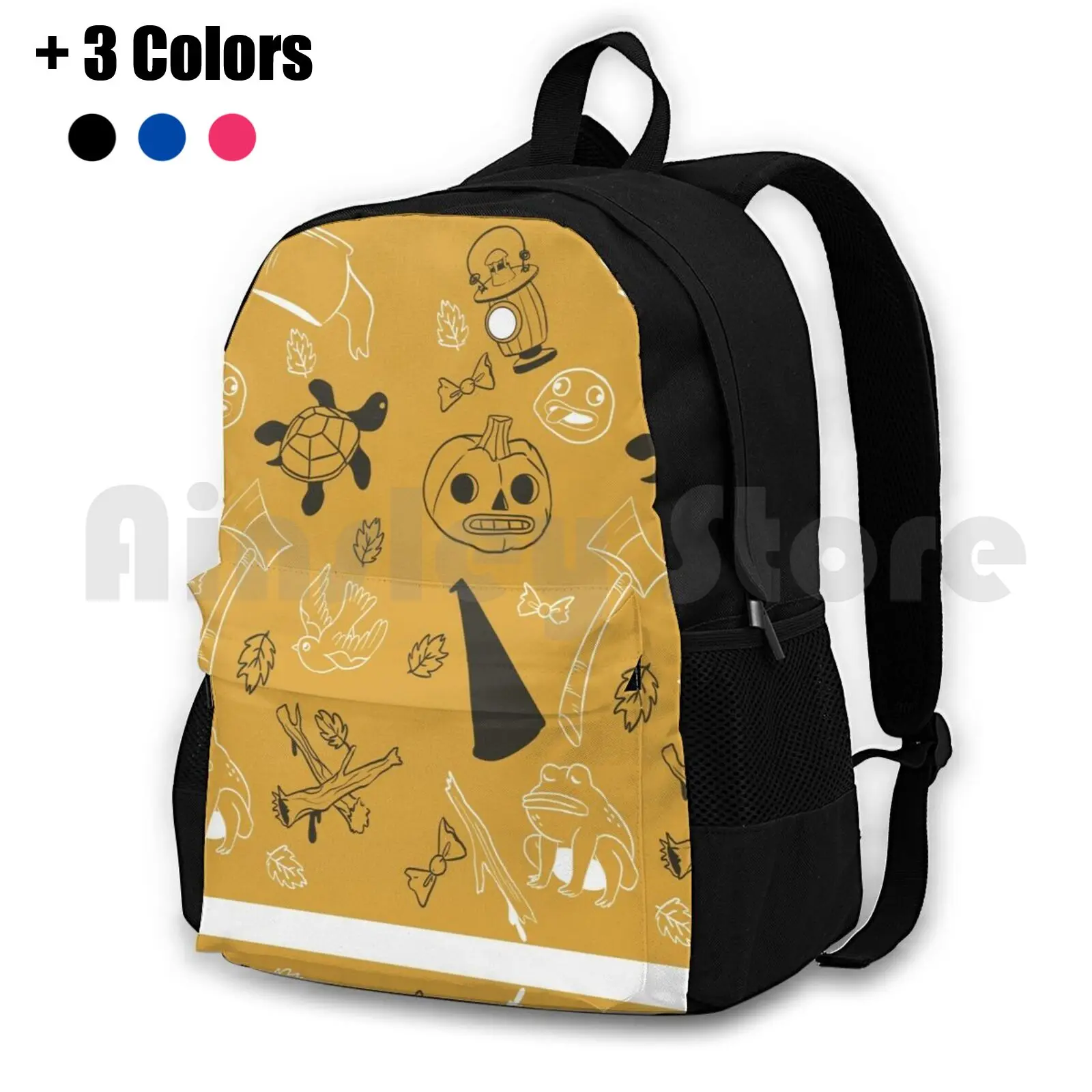 Pattern Outdoor Hiking Backpack Waterproof Camping Travel Fall Pattern Pumpkin Latter Fanart Wirt Greg Jason Funderburker