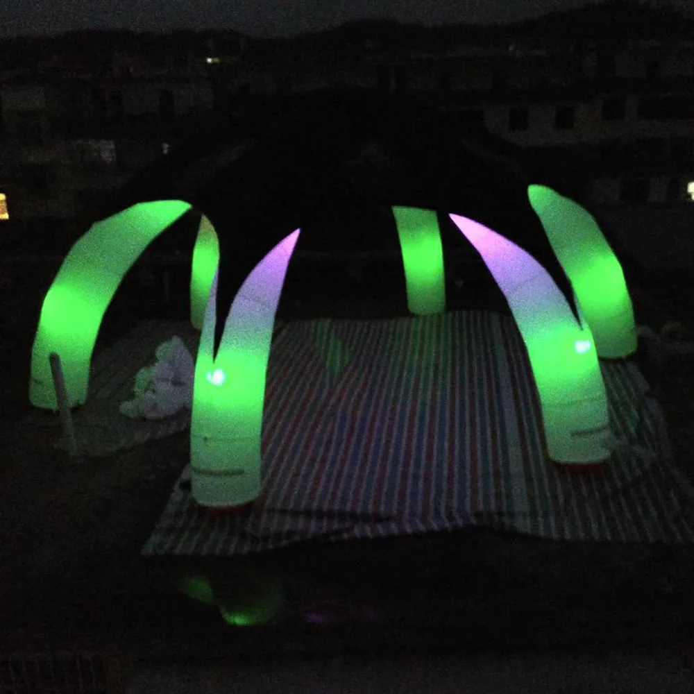 Grande tente araignée gonflable à led 210D, multi-jambes, éclairage de plage, gazébo avec arcs croisés pour événements