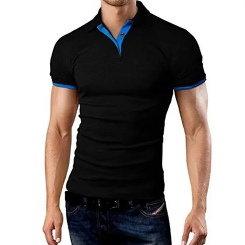 Imagen 2 del producto MRMT 2025 nueva camiseta para hombre, pantalón corto informal con solapa, camiseta de manga corta con costuras para hombre, jersey de Color sólido, camiseta para hombre