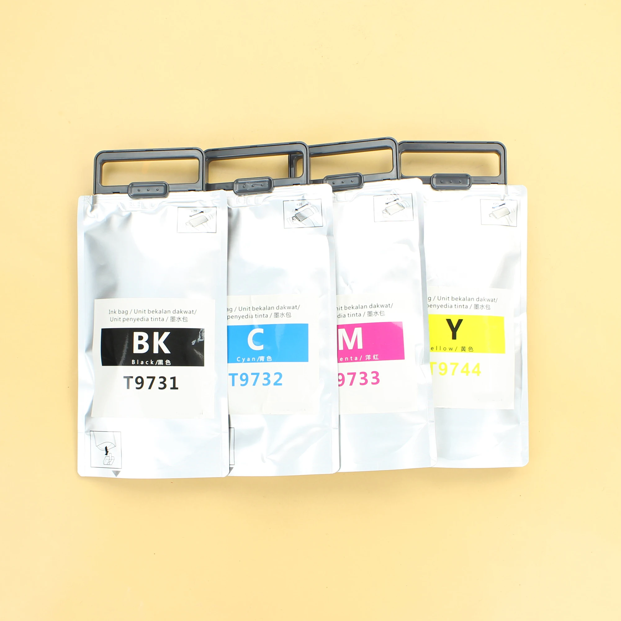 BK C M Y T9731-T9734 Ink bag with one time chip filled with pigment ink For Epson WorkForce Pro WF-C869Ra M7070FX PX-S7070S