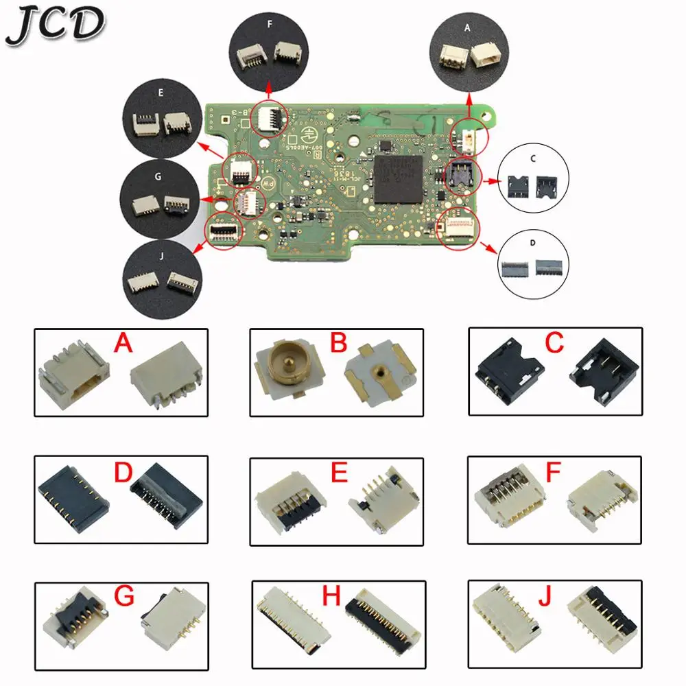 

JCD 2PCS Imported Repair parts For Switch NS Joy-Con Controller PCB board parts FPC Connector Socket Clip Spare part