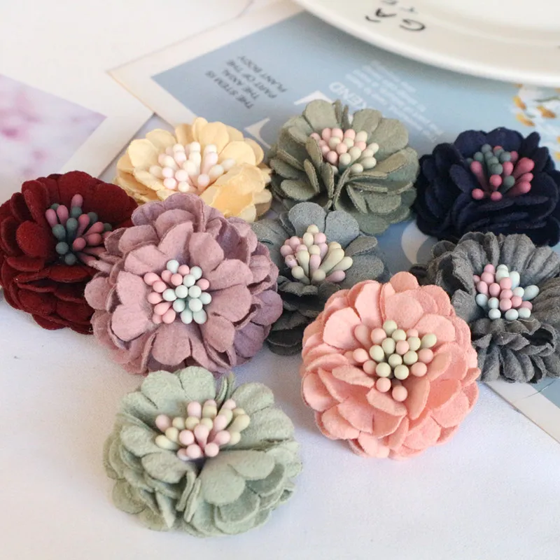 10PCS/Lot 3CM Handmade DIY Fabric Artificial Flowers For Wedding Dress Shoes Hats Decoration