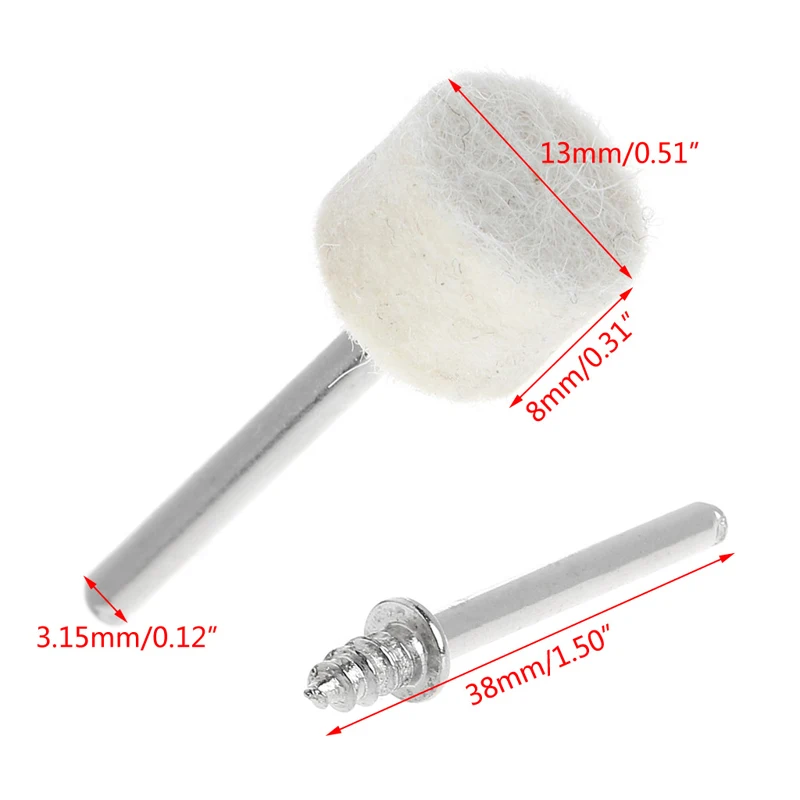 50Pcs 13/25mm Wool Felt Polishing Buffing Wheel Grinding Pad + 4Pcs 3.15 mm Shanks