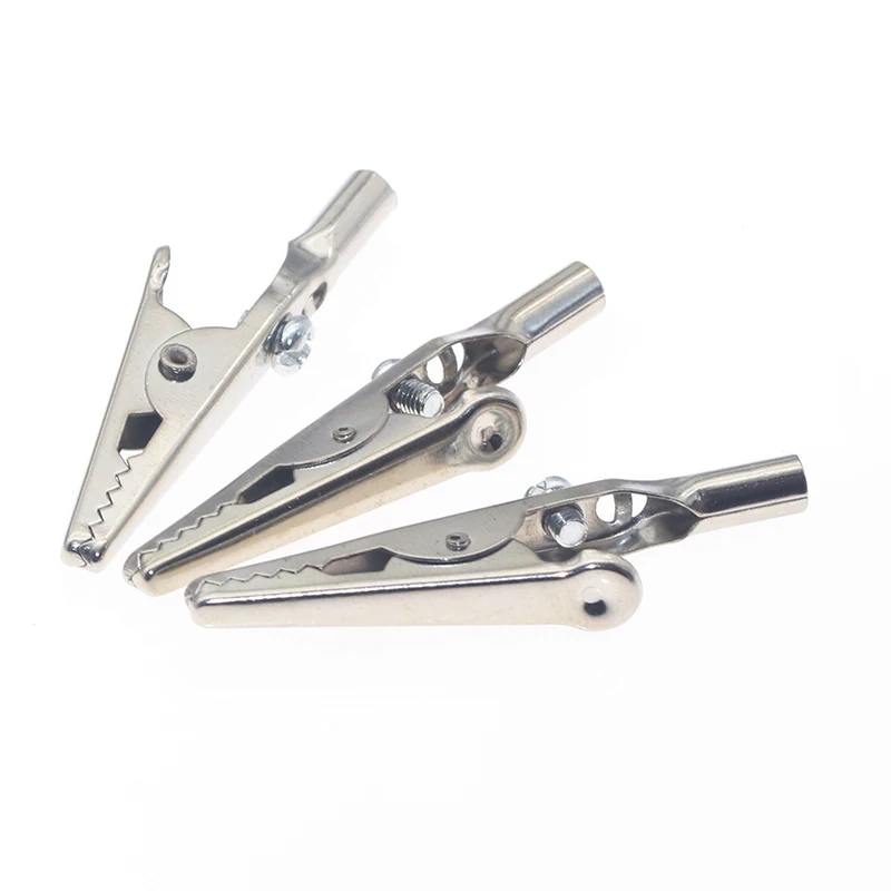 50pcs/100pcs Single Handle Alligator Clip Nickel plating 50MM Iron Clamp For Testing Electric Probe Meter Crocodile Clip