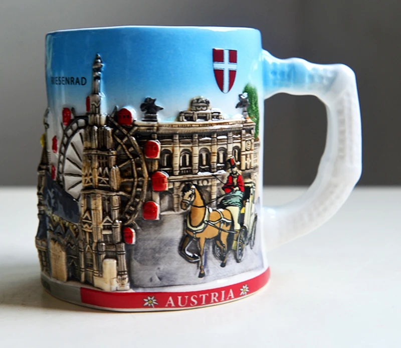 Hand-painted Austria Vienna Ceramic Water Cups Milk Cups World Travel Souvenirs Mugs Home Office Drinkware Creative Gift