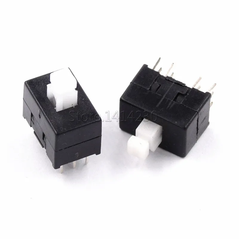 10Pcs DC30V/0.1A Multifunctional Mini Switch Double Row 12 pins self-locking 8.5x8.5x13mm Square Head Black Dual Control Button