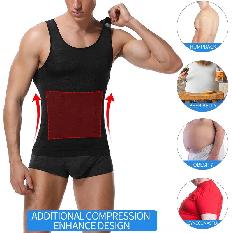 Men Slimming Body Shaper Abdomen Reducer Waist Trainer Vest Tummy Control Posture Shirt Back Correction Tank Top Shaperwear